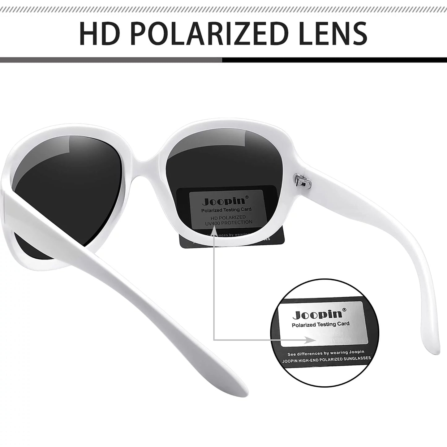 Oversized Polarized Sunglasses for Women, Ladies Vintage Thick Big Frame Sun Glasses Shades (Shiny White)