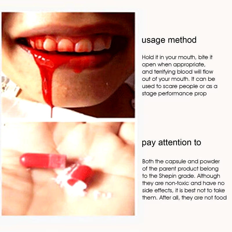 Hematemesis Capsules Stage Blood Halloween Fun Joke Horror Scary Prank Toy Fake Blood Decoration for Photographer and Masquerade