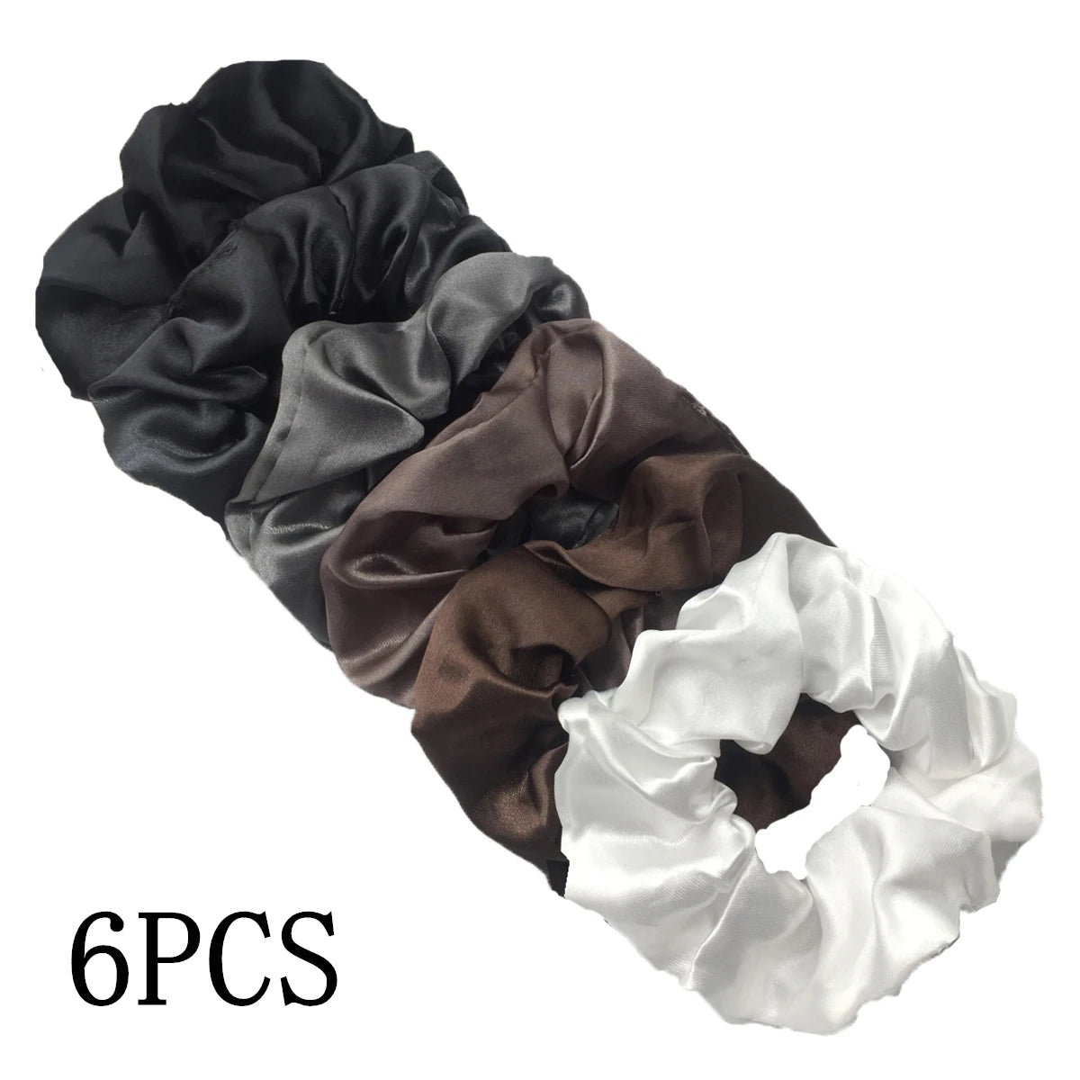 25/10//6Pcs Satin Scrunchies Girls Elastic Hair Band Ponytail Holder Ties Rubber Bands Fashion Women Accessories Solid Scrunchy