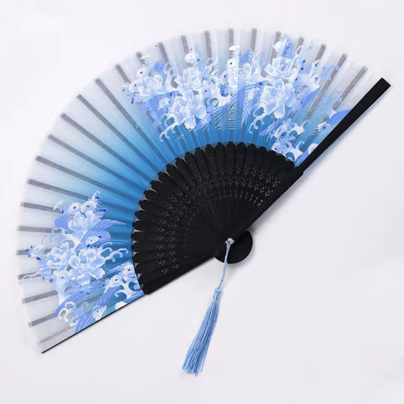 Bamboo Folding Fan Silk Chinese Stylefan Hand Held Anitque Art Craft Japnese Summer Female Dance Home Decoration Party Ventila