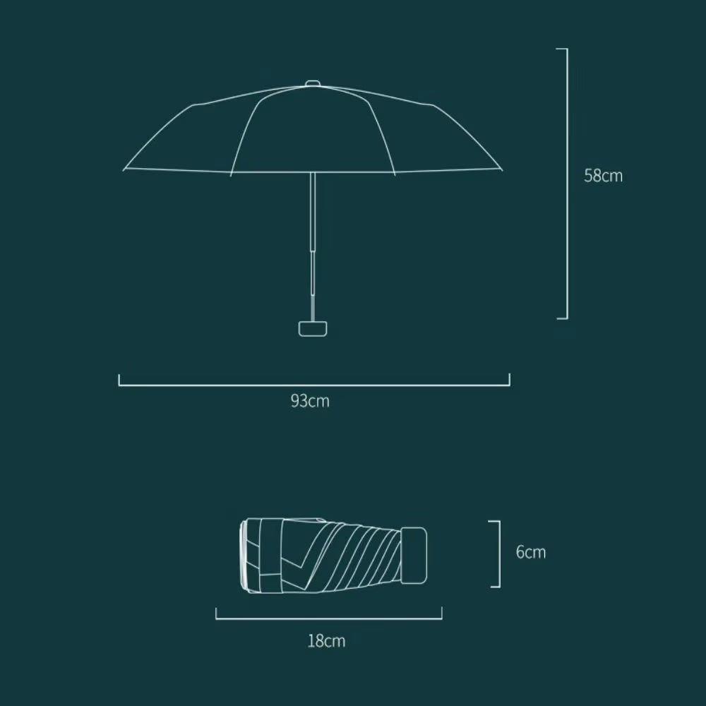 Mini Sun Umbrella Small Pocket Rain Umbrella Vinyl Folding Umbrella UV Ultraviolet Protection Sun Shade Pocket Parasol Capsule