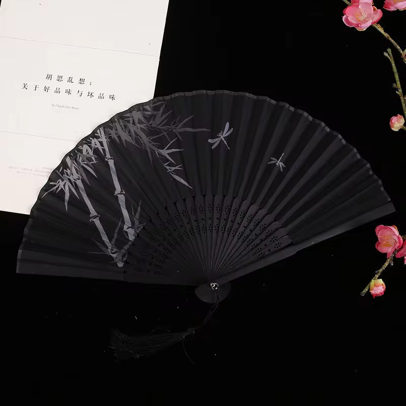 Bamboo Folding Fan Silk Chinese Stylefan Hand Held Anitque Art Craft Japnese Summer Female Dance Home Decoration Party Ventila