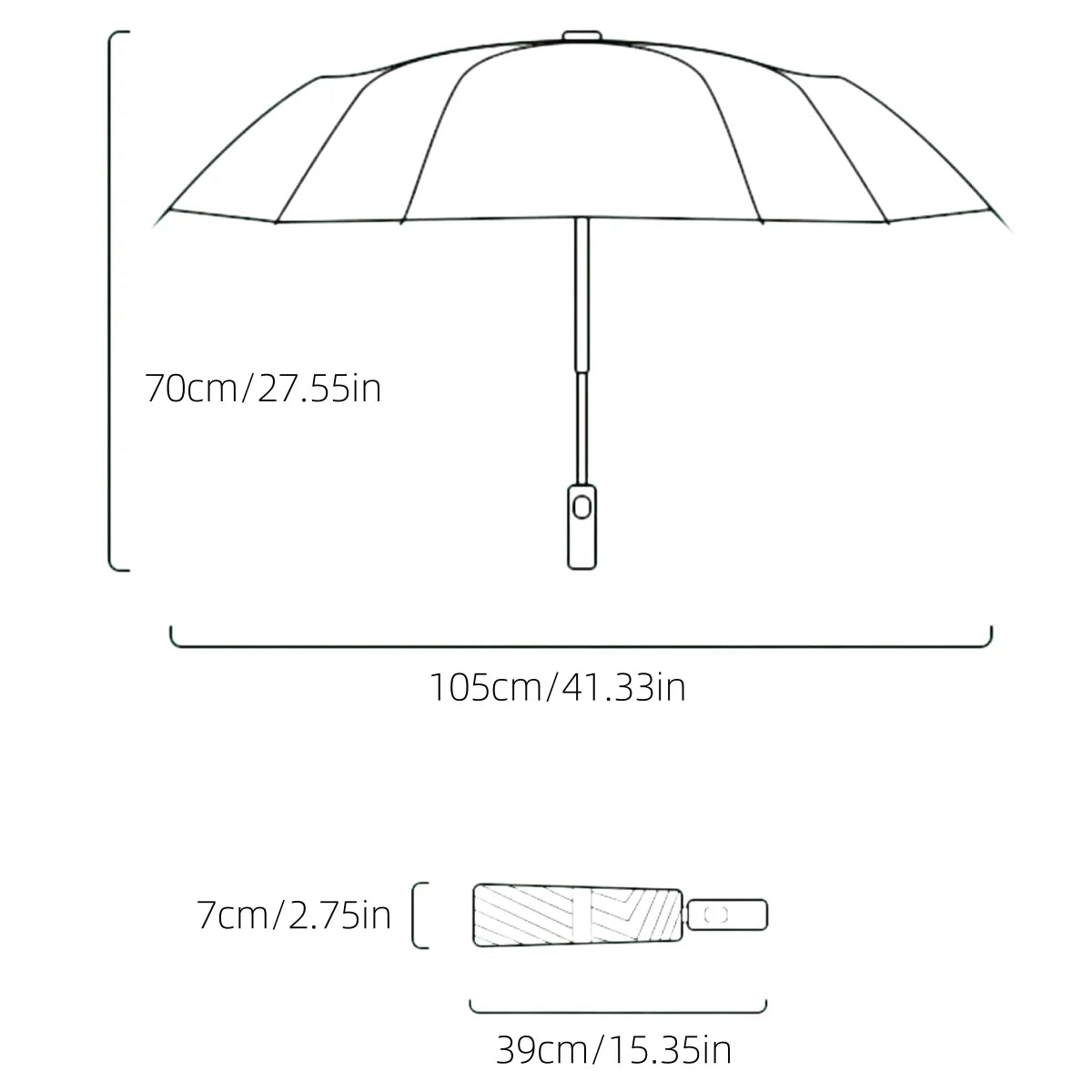 Fully Automatic Folding Umbrella with Ring Buckle for Easy Portability. Bigger, Thicker, Reinforced. Portable and Weatherproof F