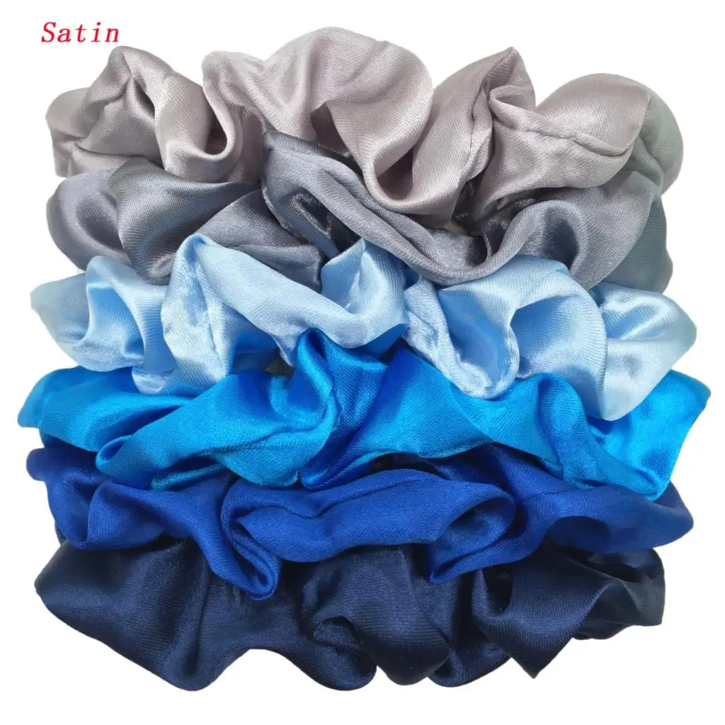 25/10//6Pcs Satin Scrunchies Girls Elastic Hair Band Ponytail Holder Ties Rubber Bands Fashion Women Accessories Solid Scrunchy