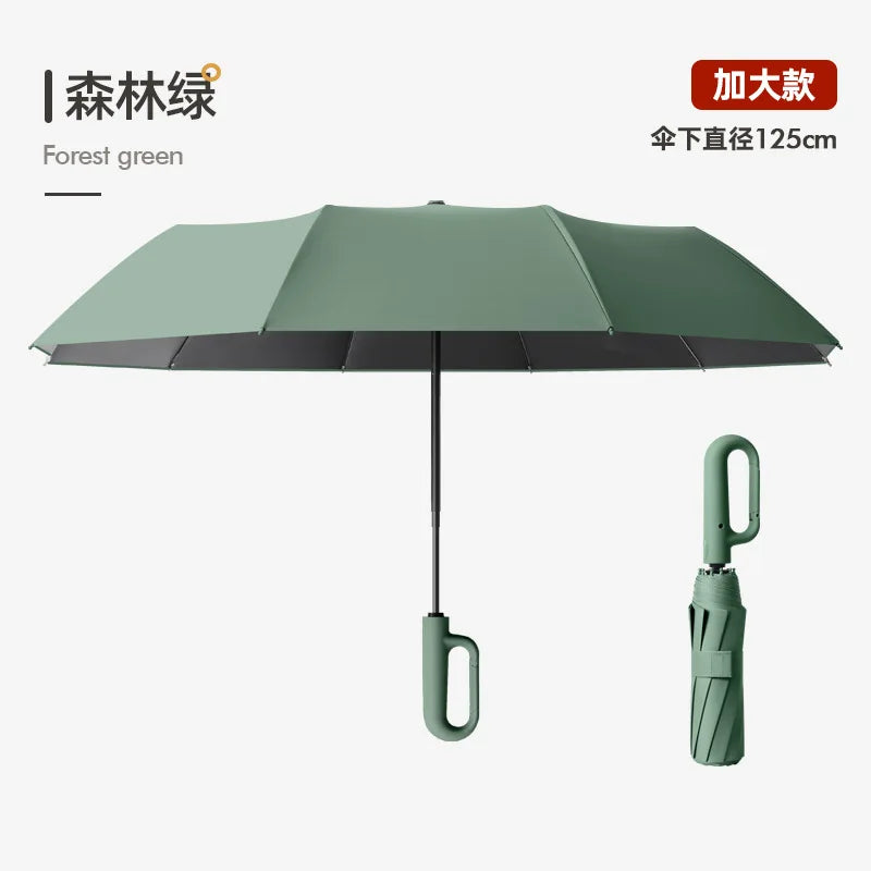 Extra Large Reinforced Umbrella Wind and Rain Resistant Dual-Purpose UV Blocking Fully Automatic Ring-Buckle Parasol