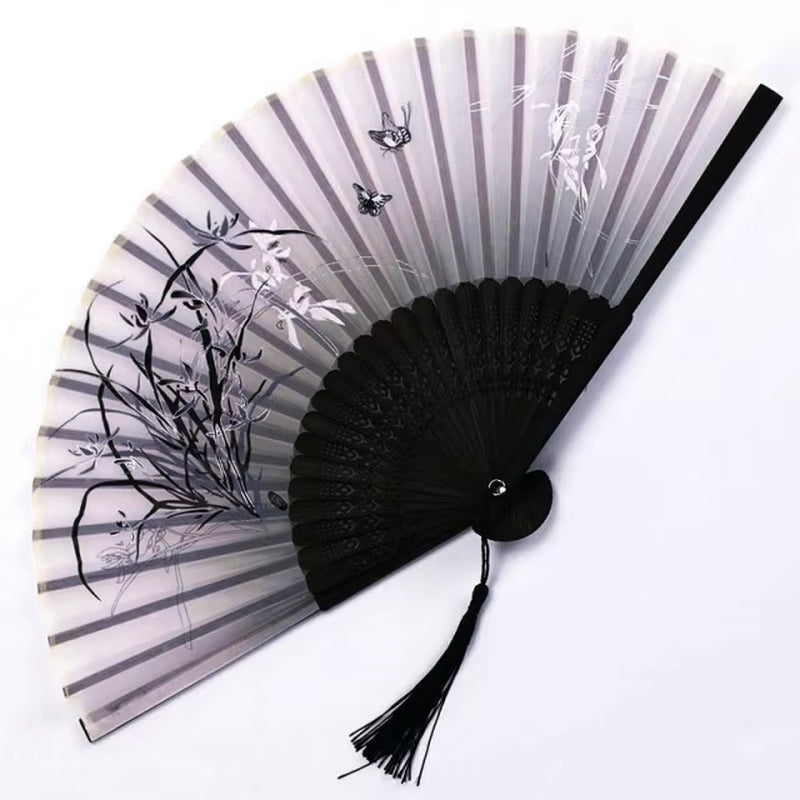 Bamboo Folding Fan Silk Chinese Stylefan Hand Held Anitque Art Craft Japnese Summer Female Dance Home Decoration Party Ventila