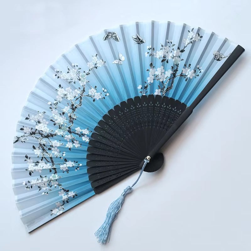 Bamboo Folding Fan Silk Chinese Stylefan Hand Held Anitque Art Craft Japnese Summer Female Dance Home Decoration Party Ventila