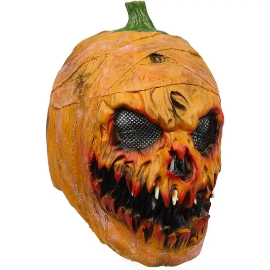 Pumpkin Monster Mask Creepy Full Face Headgear Pumpkin Head Mask for Adults Novelty Scary Halloween Costume Party Cosplay Props