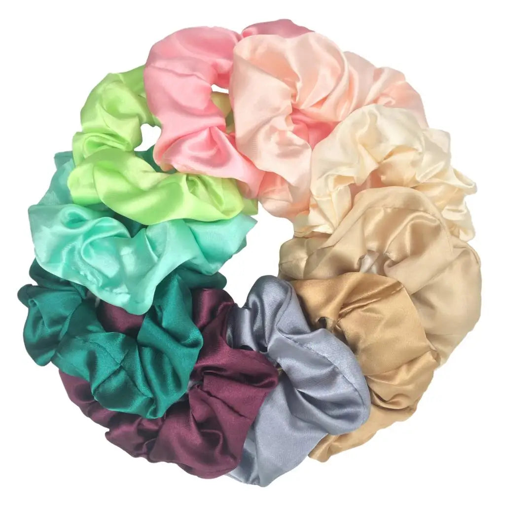 25/10//6Pcs Satin Scrunchies Girls Elastic Hair Band Ponytail Holder Ties Rubber Bands Fashion Women Accessories Solid Scrunchy