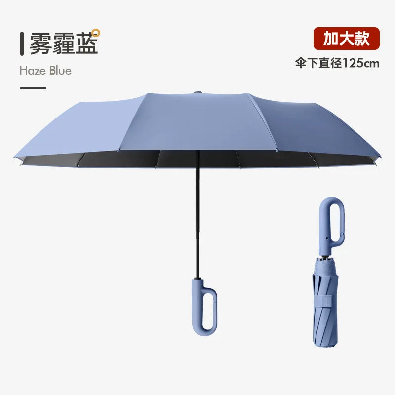 Extra Large Reinforced Umbrella Wind and Rain Resistant Dual-Purpose UV Blocking Fully Automatic Ring-Buckle Parasol