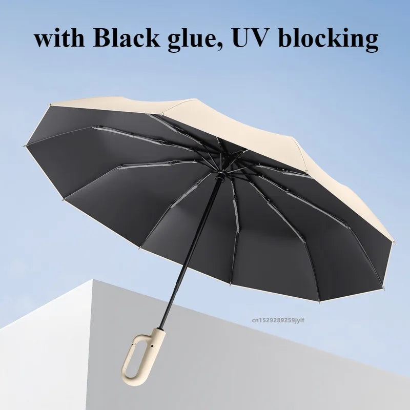 Extra Large Reinforced Umbrella Wind and Rain Resistant Dual-Purpose UV Blocking Fully Automatic Ring-Buckle Parasol