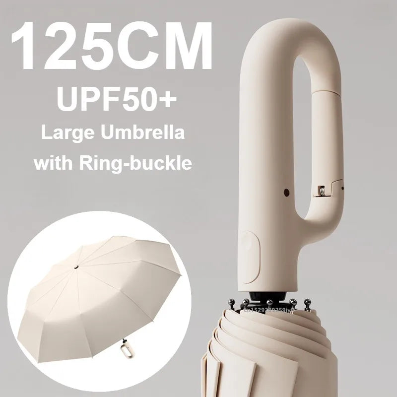 Extra Large Reinforced Umbrella Wind and Rain Resistant Dual-Purpose UV Blocking Fully Automatic Ring-Buckle Parasol