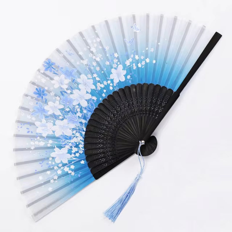 Bamboo Folding Fan Silk Chinese Stylefan Hand Held Anitque Art Craft Japnese Summer Female Dance Home Decoration Party Ventila