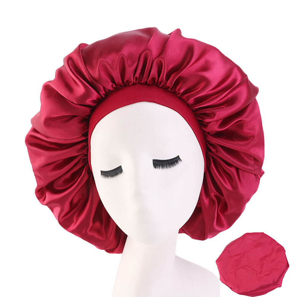 US Extra Large Long Hair Care Satin Bonnet Cap Night Sleep Hat Head Wrap Cover