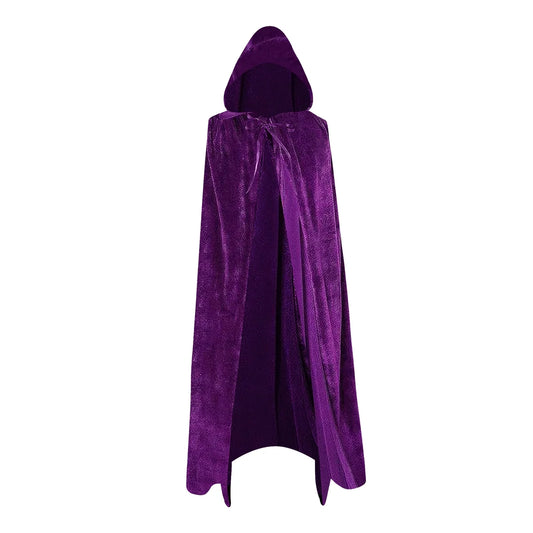 Cloak with Hood Halloween Costume Velvet Cape Witch Vampire Outfits Halloween Costumes for Women Men Black