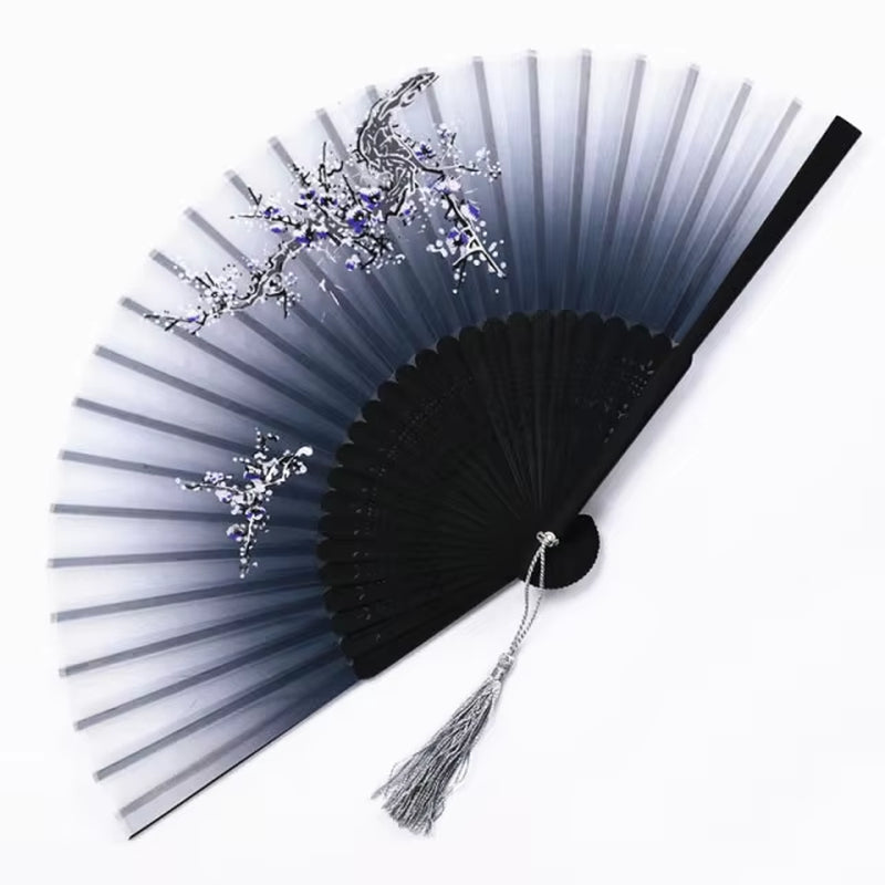 Bamboo Folding Fan Silk Chinese Stylefan Hand Held Anitque Art Craft Japnese Summer Female Dance Home Decoration Party Ventila