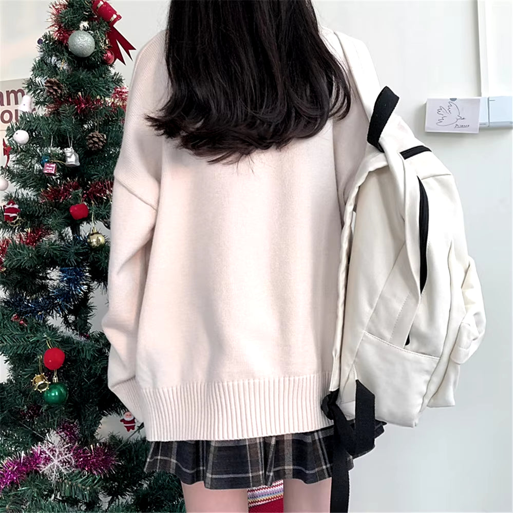 Japanese Fashion College Loose V-Neck Cardigan 2021 New Sweater Female Outer Wear Sweater Coat Japanese School Uniform ZY6090