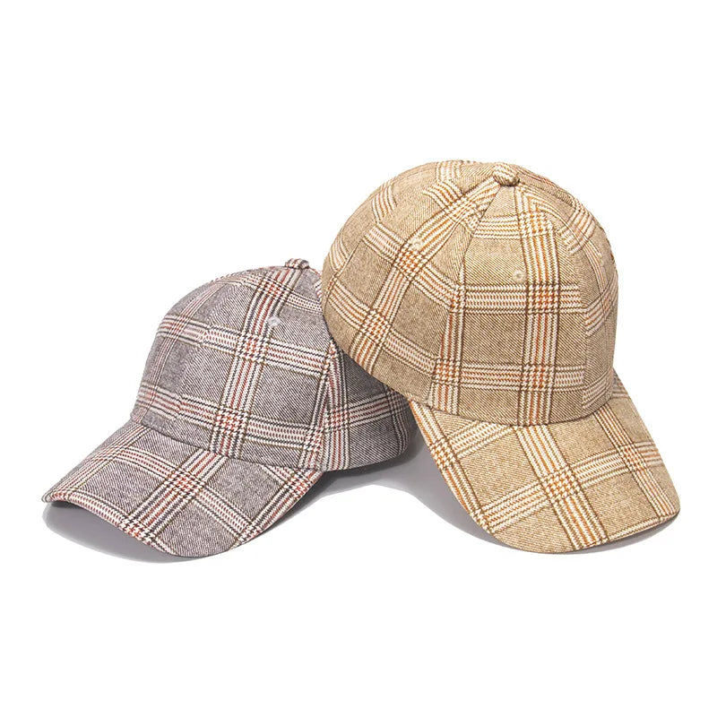 New Baseball Cap Thermal Plaid Outdoor Sun Block Cap Cap