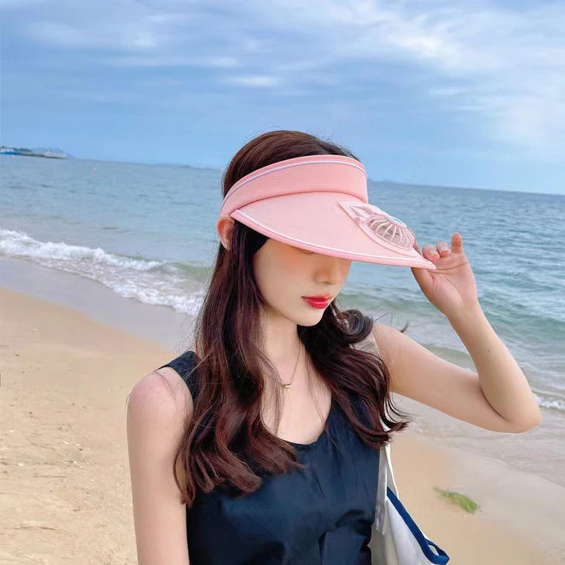 Breathable Cooling Fan Hat Sunscreen Fan Sun Visor Hat Fishing Hat Cooling Peaked Cap Hat Usb Charging Hat Fan for Sport Sunhat