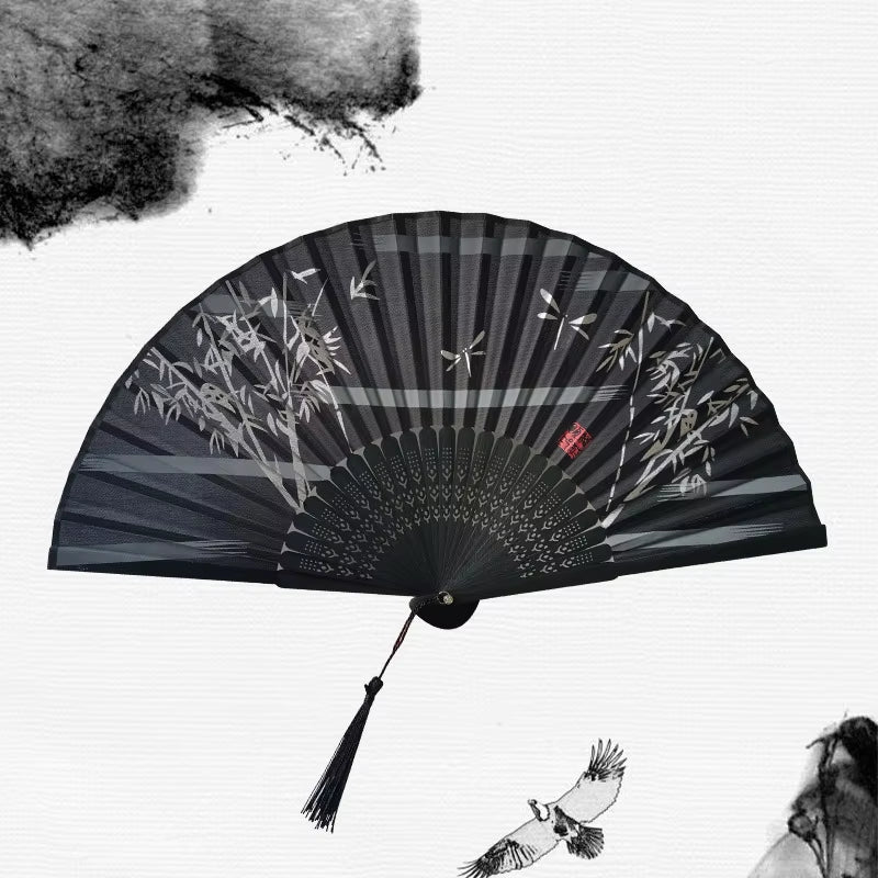 Bamboo Folding Fan Silk Chinese Stylefan Hand Held Anitque Art Craft Japnese Summer Female Dance Home Decoration Party Ventila