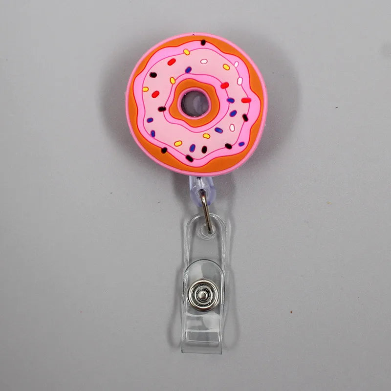 1 Pc New Cute Donuts & Cake Retractable Pull Nurse Students Badge Reel ID Lanyard Name Tag Card Badge Holder Reels for KIDS