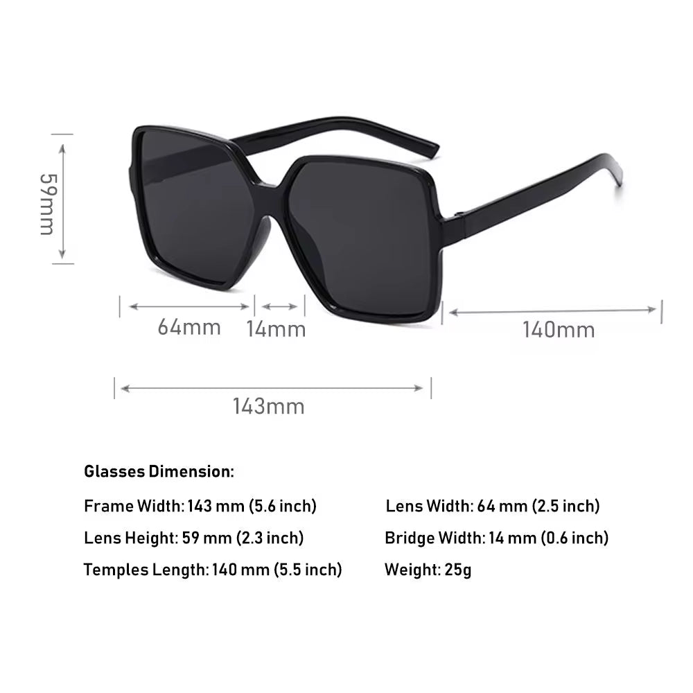 Oversized Square Sunglasses for Women and Men UV Protection Eyeglasses Retro Big Frame Sun Glasses Fashion Shades