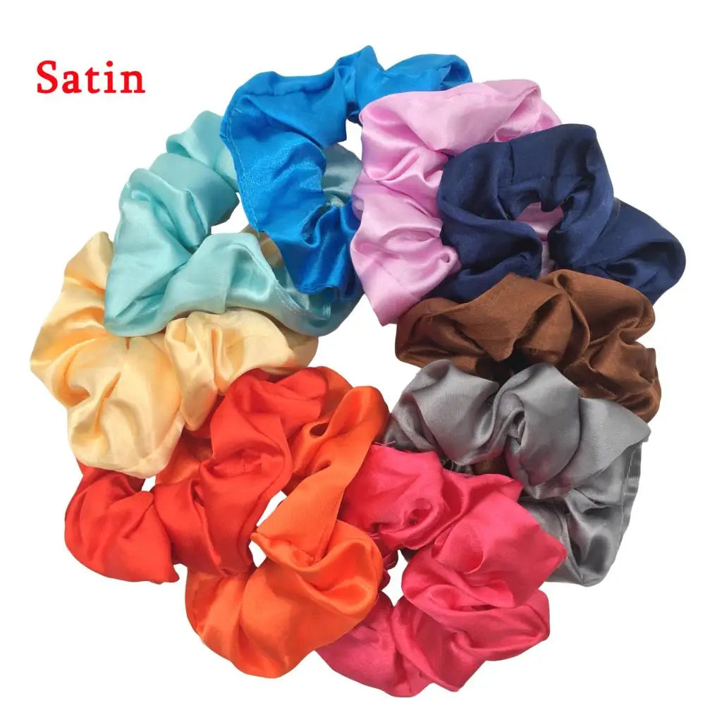 25/10//6Pcs Satin Scrunchies Girls Elastic Hair Band Ponytail Holder Ties Rubber Bands Fashion Women Accessories Solid Scrunchy